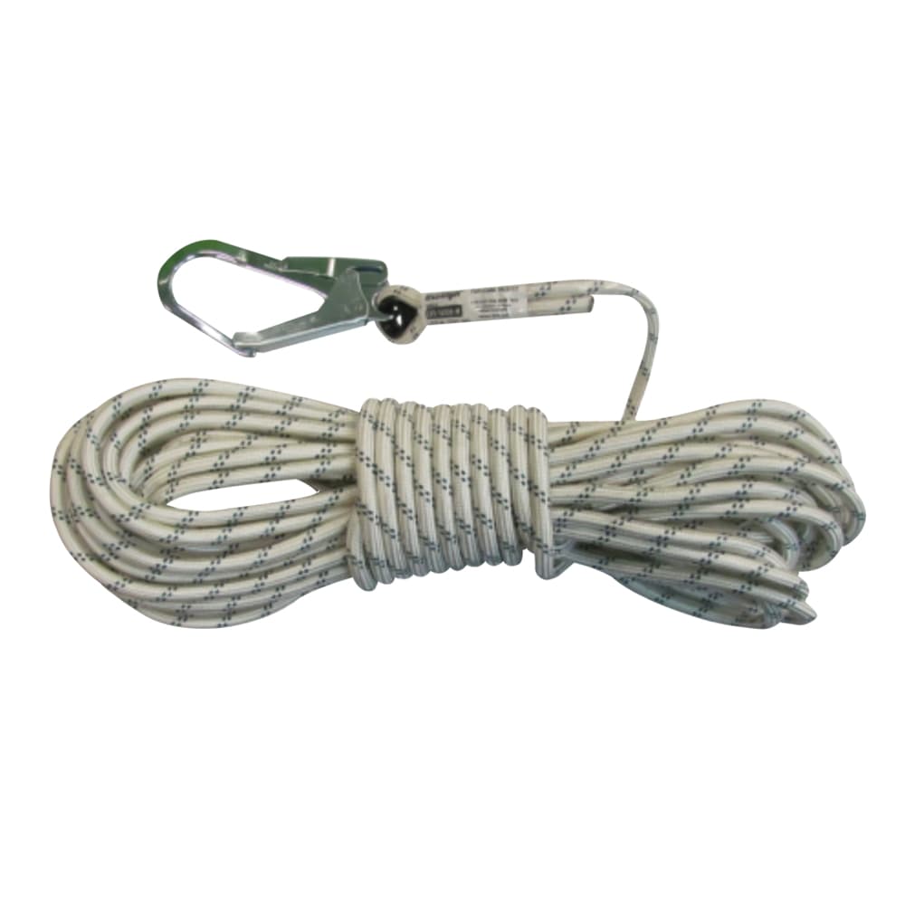 LÍNEA DE VIDA CUERDA POLIÉSTER TRENZADA DE 16 MM. CON GANCHO ESCALA, LARGO 25 MTS.