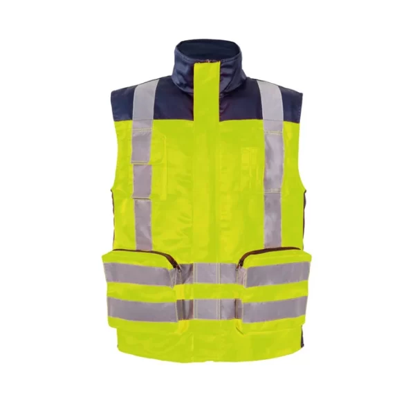Chaleco Geologo Bicolor Premier 360° Gabardina Azul/Amarillo